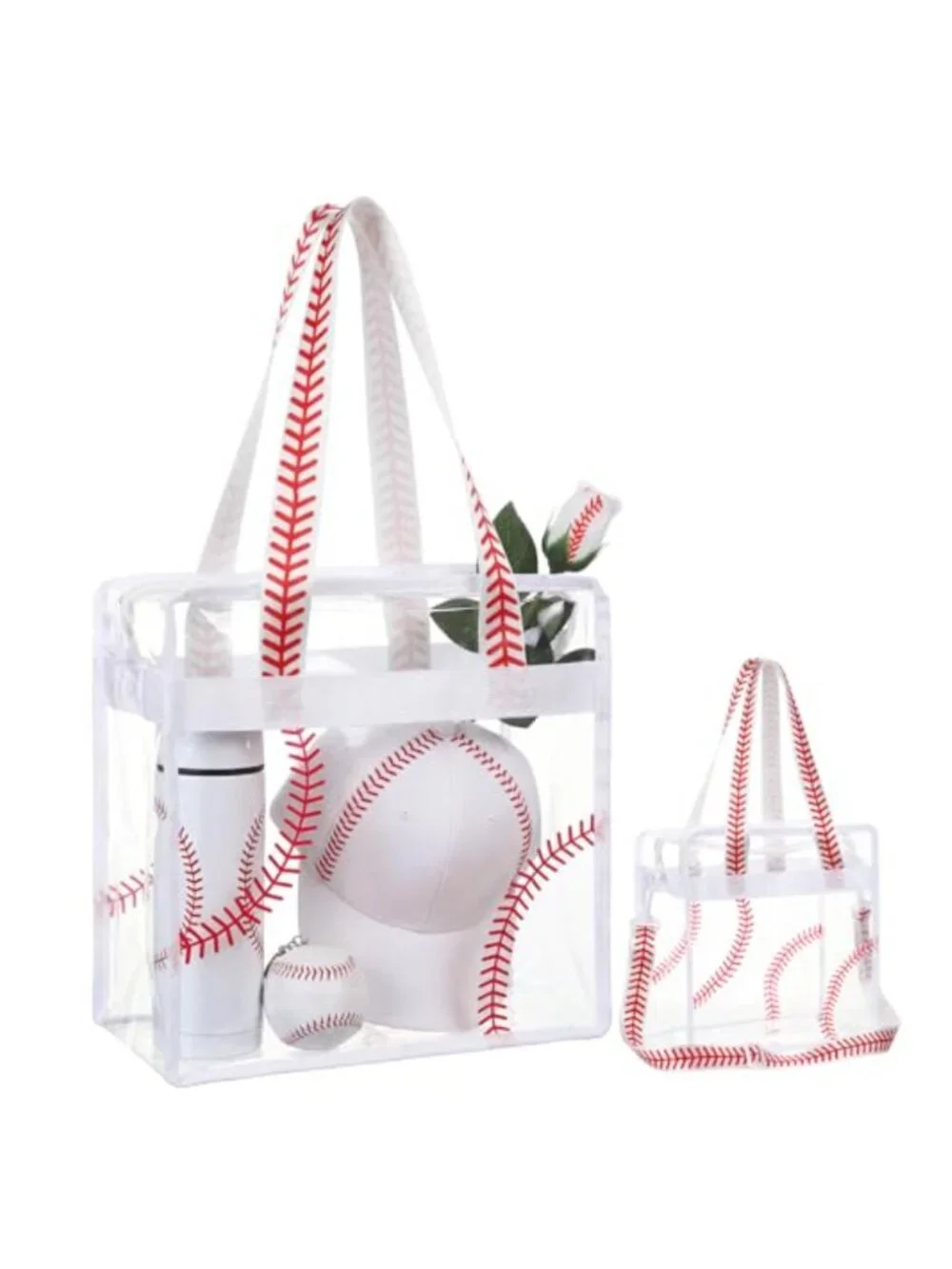 Baseball Clear Tote Bag Stadium Approved Waterproof Crossbody with Adjustable
